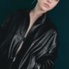 Leather Effect Balloon Jacket with Belt Leather Effect Balloon Jacket with Belt