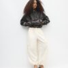Leather Effect Balloon Jacket with Belt Leather Effect Balloon Jacket with Belt