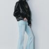 Leather Effect Balloon Jacket with Belt Leather Effect Balloon Jacket with Belt