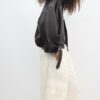 Leather Effect Balloon Jacket with Belt Leather Effect Balloon Jacket with Belt