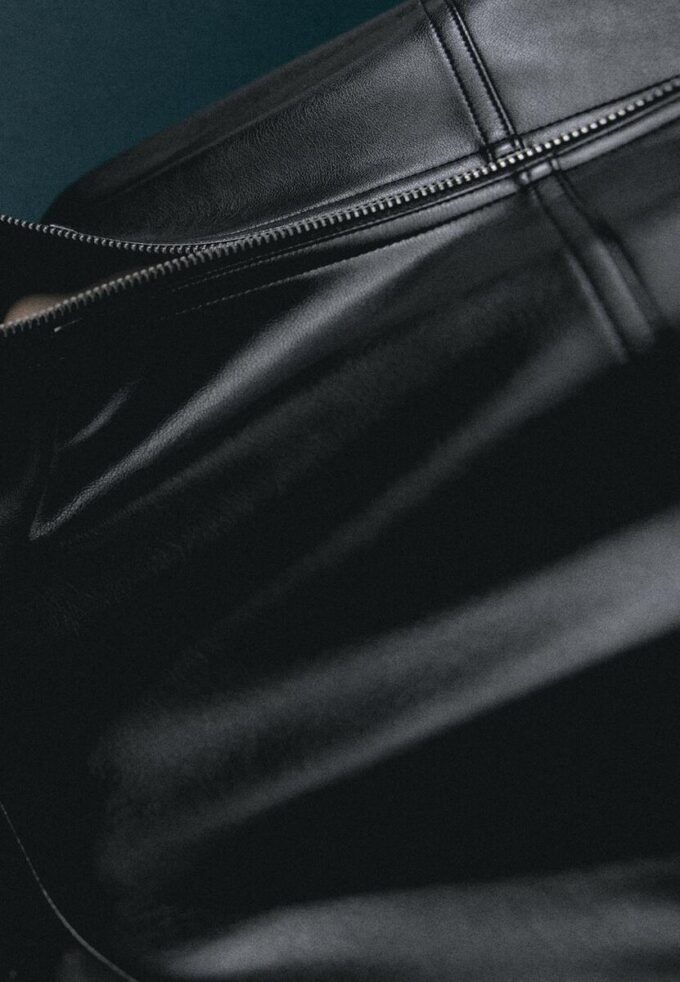 Leather Effect Balloon Jacket with Belt Leather Effect Balloon Jacket with Belt