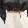 Leather Effect Balloon Jacket with Belt Leather Effect Balloon Jacket with Belt