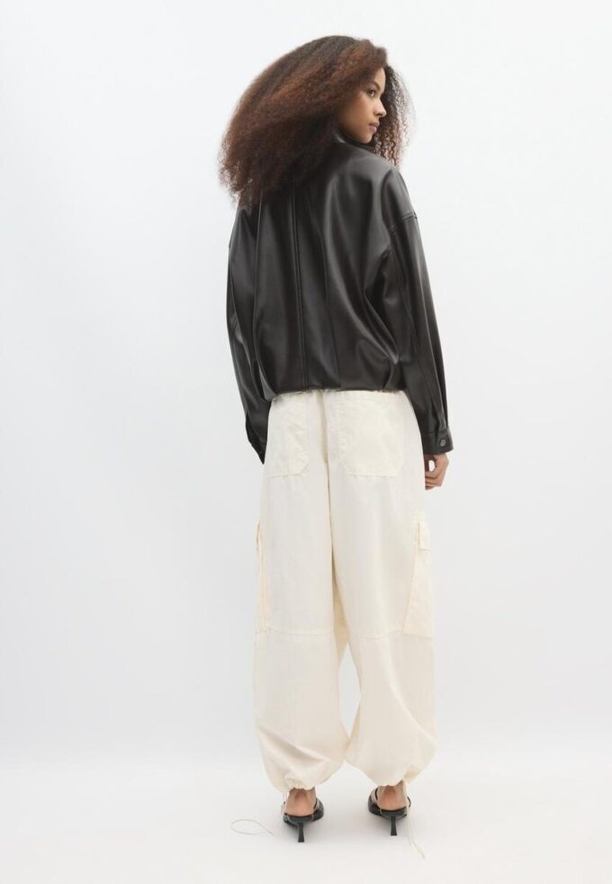 Leather Effect Balloon Jacket with Belt Leather Effect Balloon Jacket with Belt