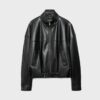 Leather Effect Balloon Jacket with Belt Leather Effect Balloon Jacket with Belt