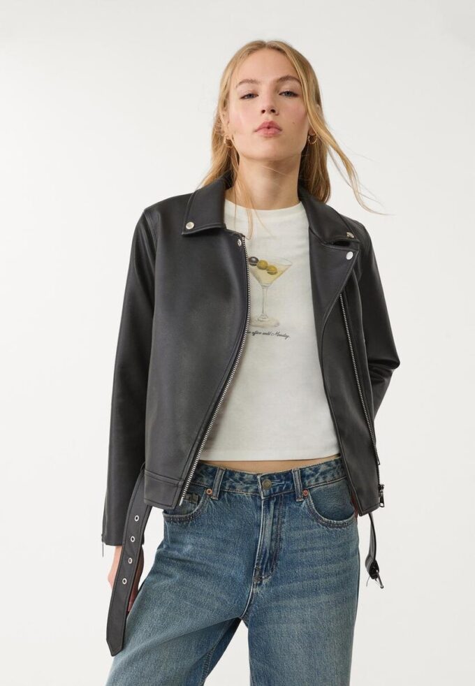 Leather Effect Biker Jacket Leather Effect Biker Jacket