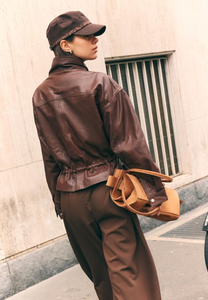 Leather Jacket with Pockets and Adjustable Waist Leather Jacket with Pockets and Adjustable Waist