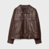 Leather Jacket with Pockets and Adjustable Waist Leather Jacket with Pockets and Adjustable Waist