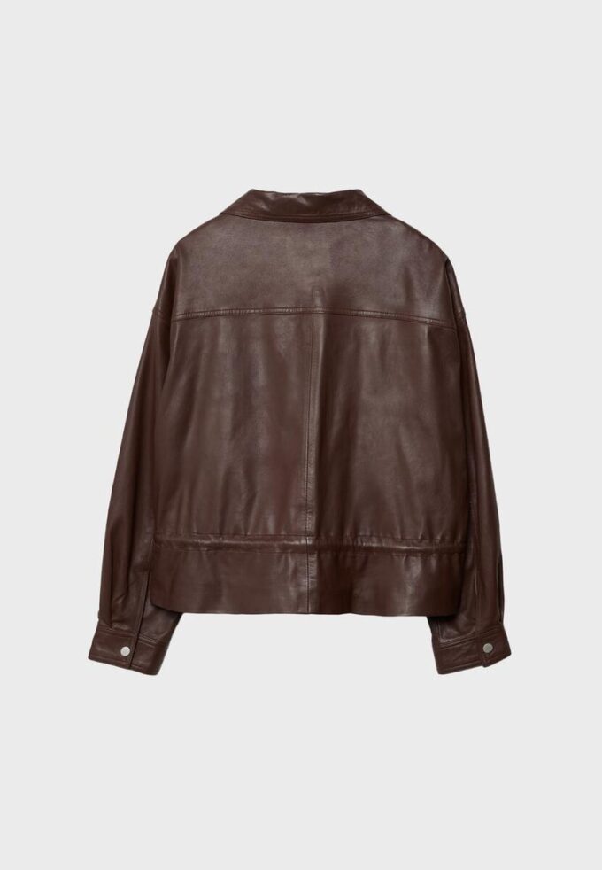 Leather Jacket with Pockets and Adjustable Waist Leather Jacket with Pockets and Adjustable Waist