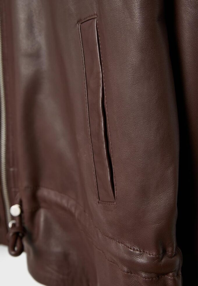 Leather Jacket with Pockets and Adjustable Waist Leather Jacket with Pockets and Adjustable Waist