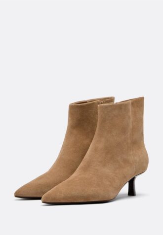 Leather Kitten Heel Ankle Boots