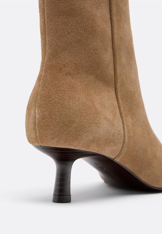 Leather Kitten Heel Ankle Boots