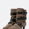 Leather Kitten Heel Boots with Belt
