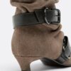Leather Kitten Heel Boots with Belt