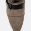 Leather Kitten Heel Boots with Belt