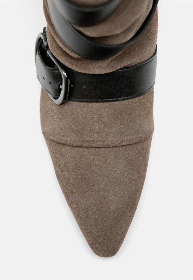 Leather Kitten Heel Boots with Belt