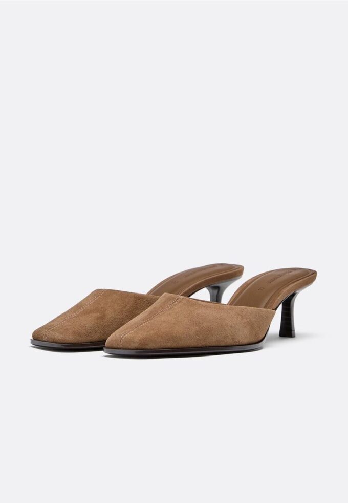 Leather Kitten Heel Mules