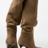 Leather Slouchy Stiletto Heel High Boots