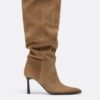 Leather Slouchy Stiletto Heel High Boots