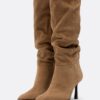 Leather Slouchy Stiletto Heel High Boots