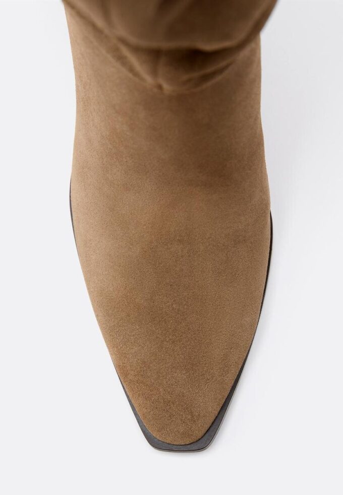 Leather Slouchy Stiletto Heel High Boots