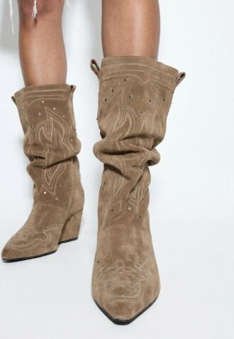 Leather Wedge Heel Boots