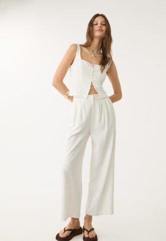 Linen Blend Darted Culottes