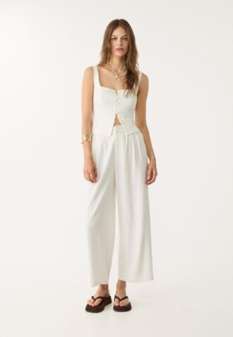 Linen Blend Darted Culottes