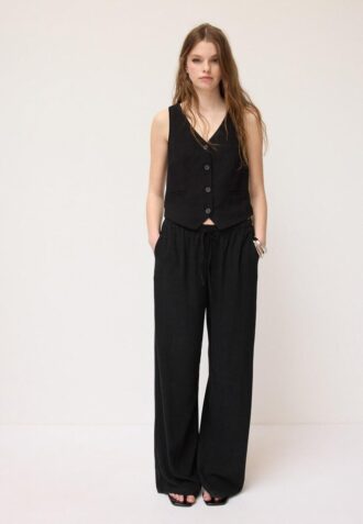 Linen Effect Buttoned Waistcoat Linen Effect Buttoned Waistcoat