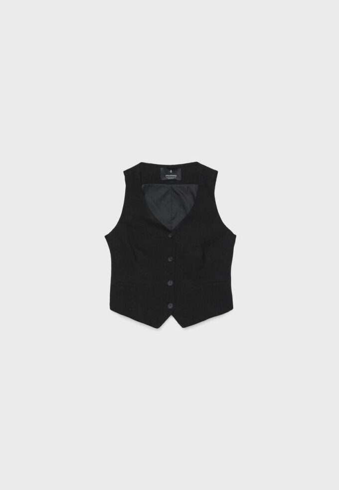 Linen Effect Buttoned Waistcoat Linen Effect Buttoned Waistcoat