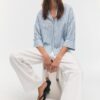 Linen-Effect Kimono Sleeve Shirt Linen-Effect Kimono Sleeve Shirt