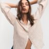 Linen-Effect Kimono Sleeve Shirt Linen-Effect Kimono Sleeve Shirt