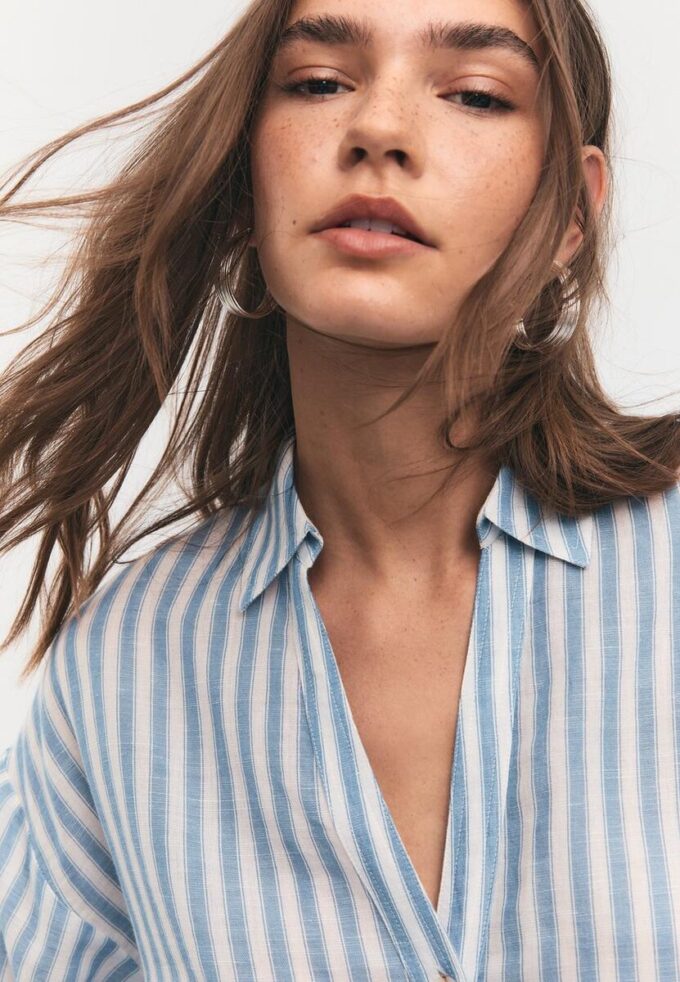 Linen-Effect Kimono Sleeve Shirt Linen-Effect Kimono Sleeve Shirt