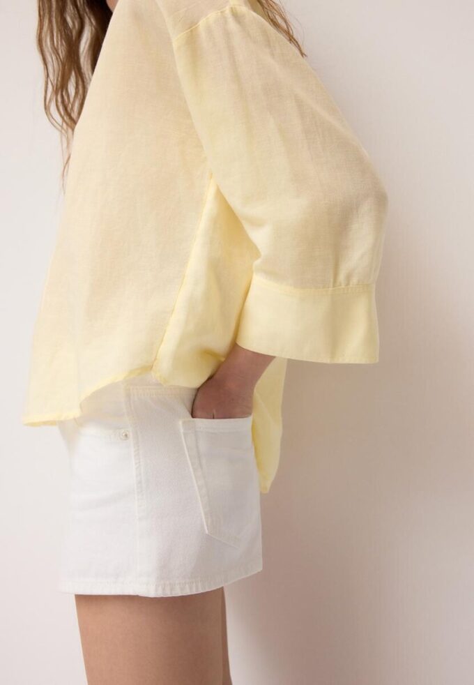 Linen-Effect Kimono Sleeve Shirt Linen-Effect Kimono Sleeve Shirt