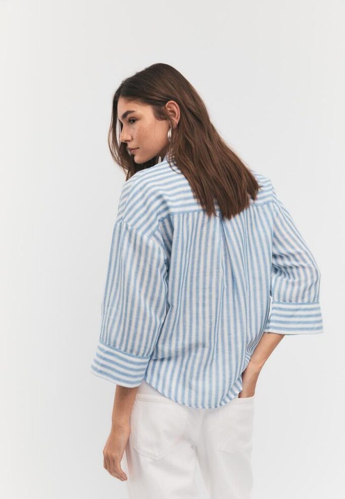 Linen-Effect Kimono Sleeve Shirt Linen-Effect Kimono Sleeve Shirt