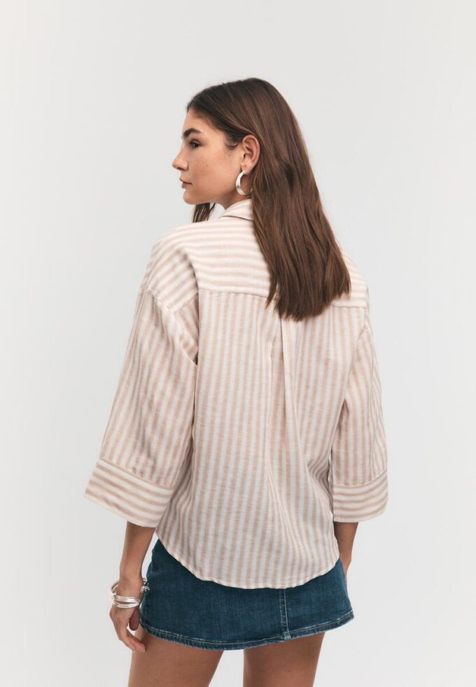 Linen-Effect Kimono Sleeve Shirt Linen-Effect Kimono Sleeve Shirt