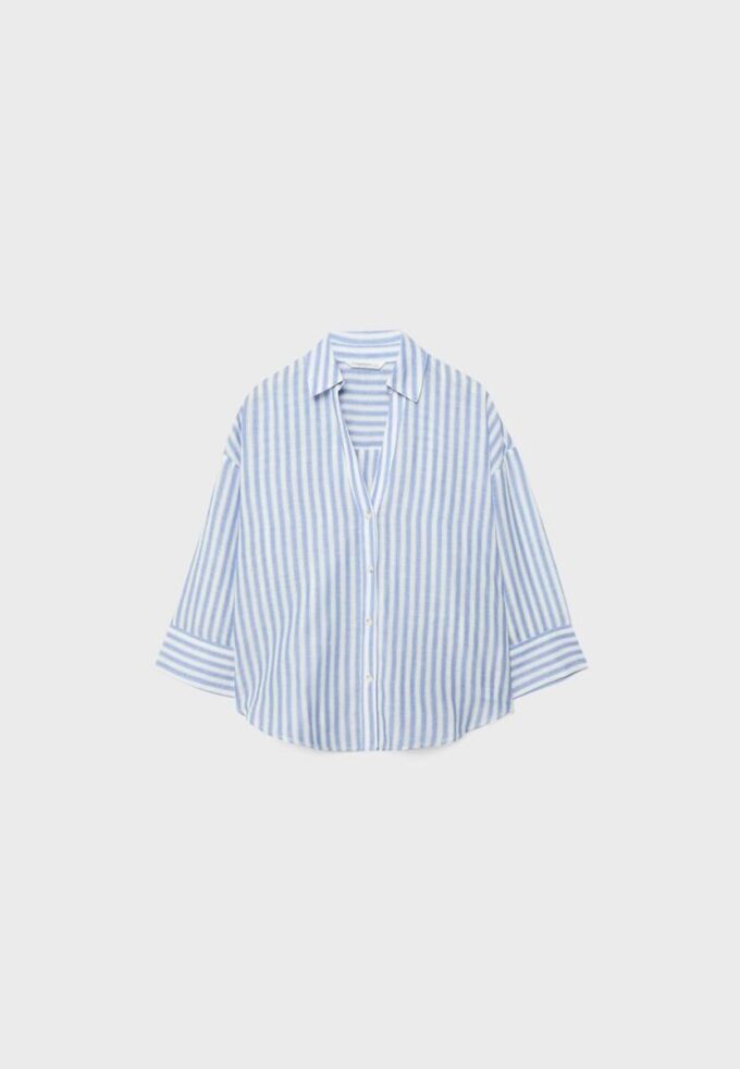 Linen-Effect Kimono Sleeve Shirt Linen-Effect Kimono Sleeve Shirt