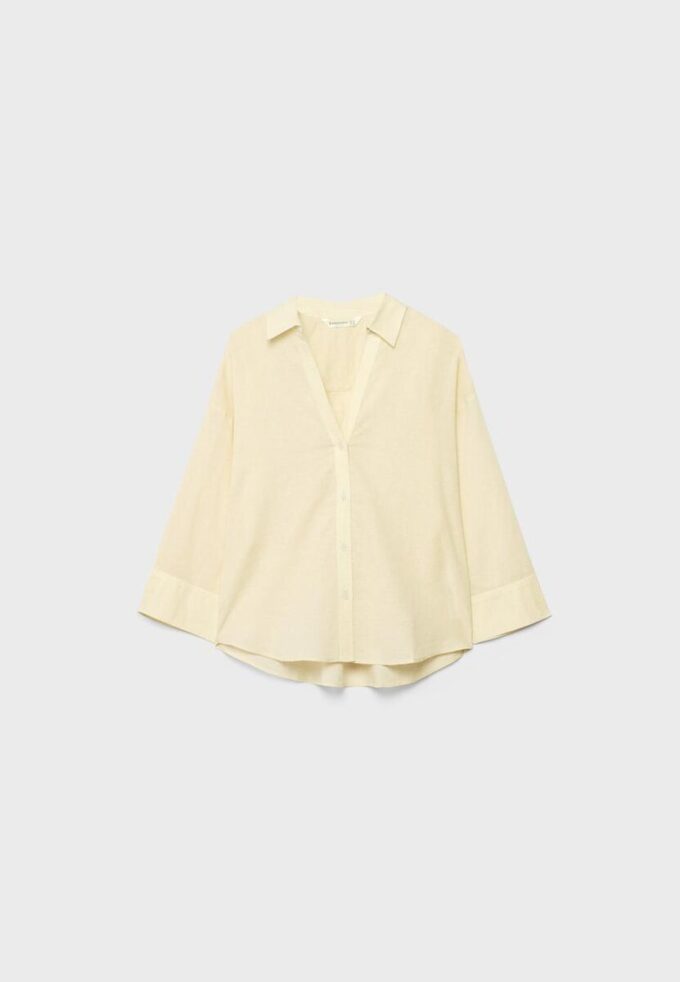Linen-Effect Kimono Sleeve Shirt Linen-Effect Kimono Sleeve Shirt