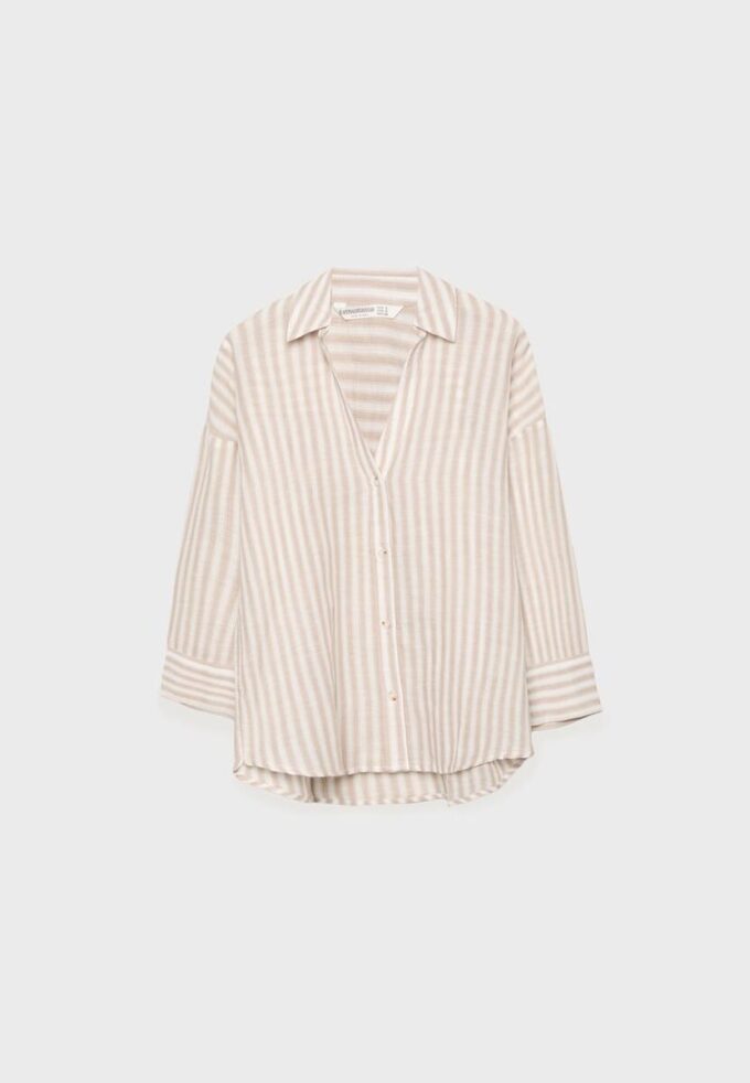 Linen-Effect Kimono Sleeve Shirt Linen-Effect Kimono Sleeve Shirt
