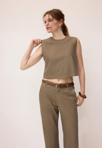 Linen Effect Racerback Top