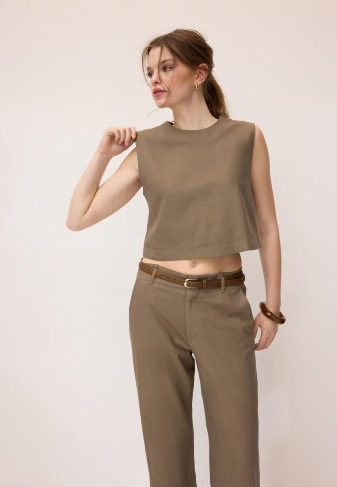 Linen Effect Racerback Top Linen Effect Racerback Top