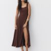 Linen-Look Cross-Back Midi Dress Linen-Look Cross-Back Midi Dress