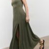 Linen-Look Cross-Back Midi Dress Linen-Look Cross-Back Midi Dress
