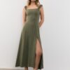 Linen-Look Cross-Back Midi Dress Linen-Look Cross-Back Midi Dress