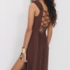 Linen-Look Cross-Back Midi Dress Linen-Look Cross-Back Midi Dress