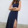 Linen-Look Cross-Back Midi Dress Linen-Look Cross-Back Midi Dress