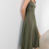 Linen-Look Cross-Back Midi Dress Linen-Look Cross-Back Midi Dress