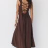 Linen-Look Cross-Back Midi Dress Linen-Look Cross-Back Midi Dress