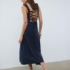 Linen-Look Cross-Back Midi Dress Linen-Look Cross-Back Midi Dress