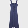 Linen-Look Cross-Back Midi Dress Linen-Look Cross-Back Midi Dress