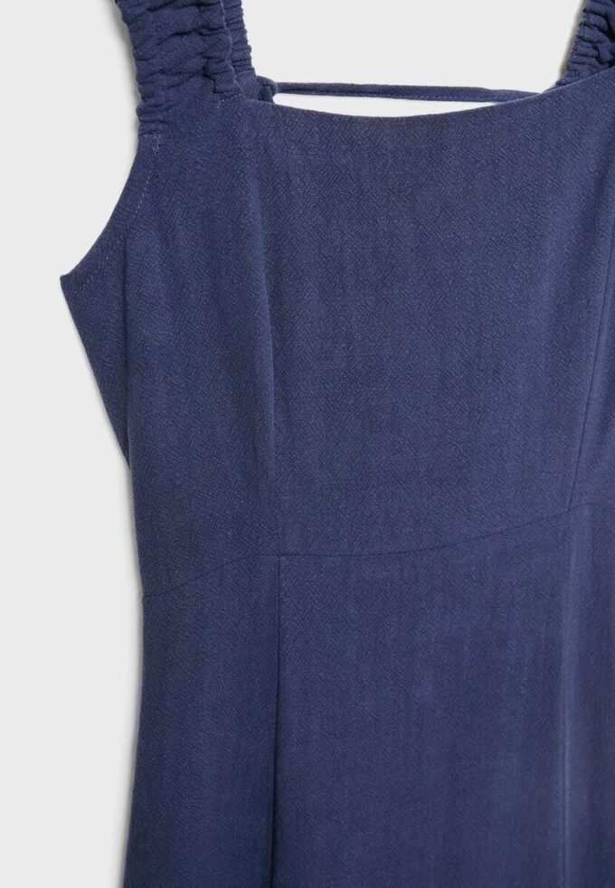 Linen-Look Cross-Back Midi Dress Linen-Look Cross-Back Midi Dress